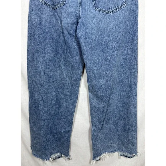 American Eagle Super High Rise Baggy Wide Leg Jean Women Size 6 Light Blue 28x30 - Picture 8 of 12